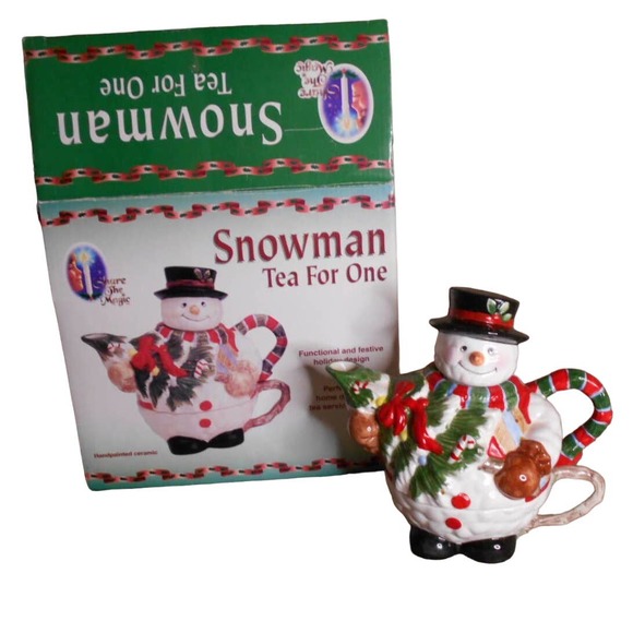 Chadwick-Miller Snowman Tea For One Ceramic Hand Painted 1997 Vintage #31663 - Picture 1 of 13